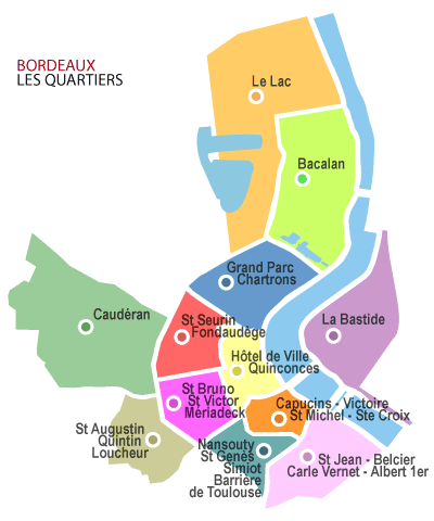 carte des quartiers de bordeaux Les quartiers de Bordeaux | Erasmix